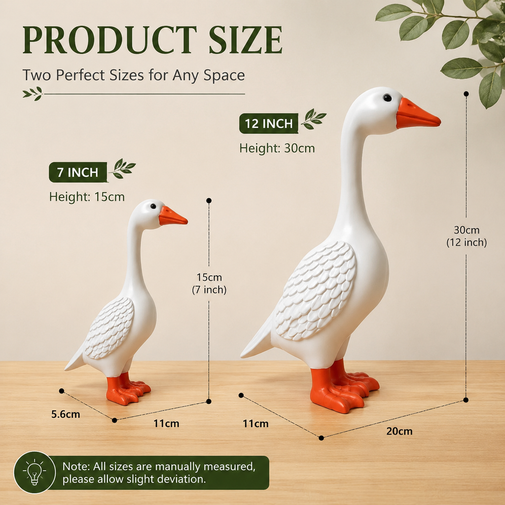 White Goose Garden Statue - Outdoor Home Decor Figurine for Patio Lawn, Farmhouse Accent & Unique Gift for Family Friends