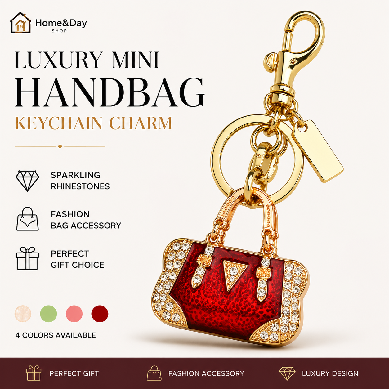 Luxury Mini Handbag Keychain, Rhinestone Purse Charm, Cute Bag Pendant Accessories for Women, Fashion Gift