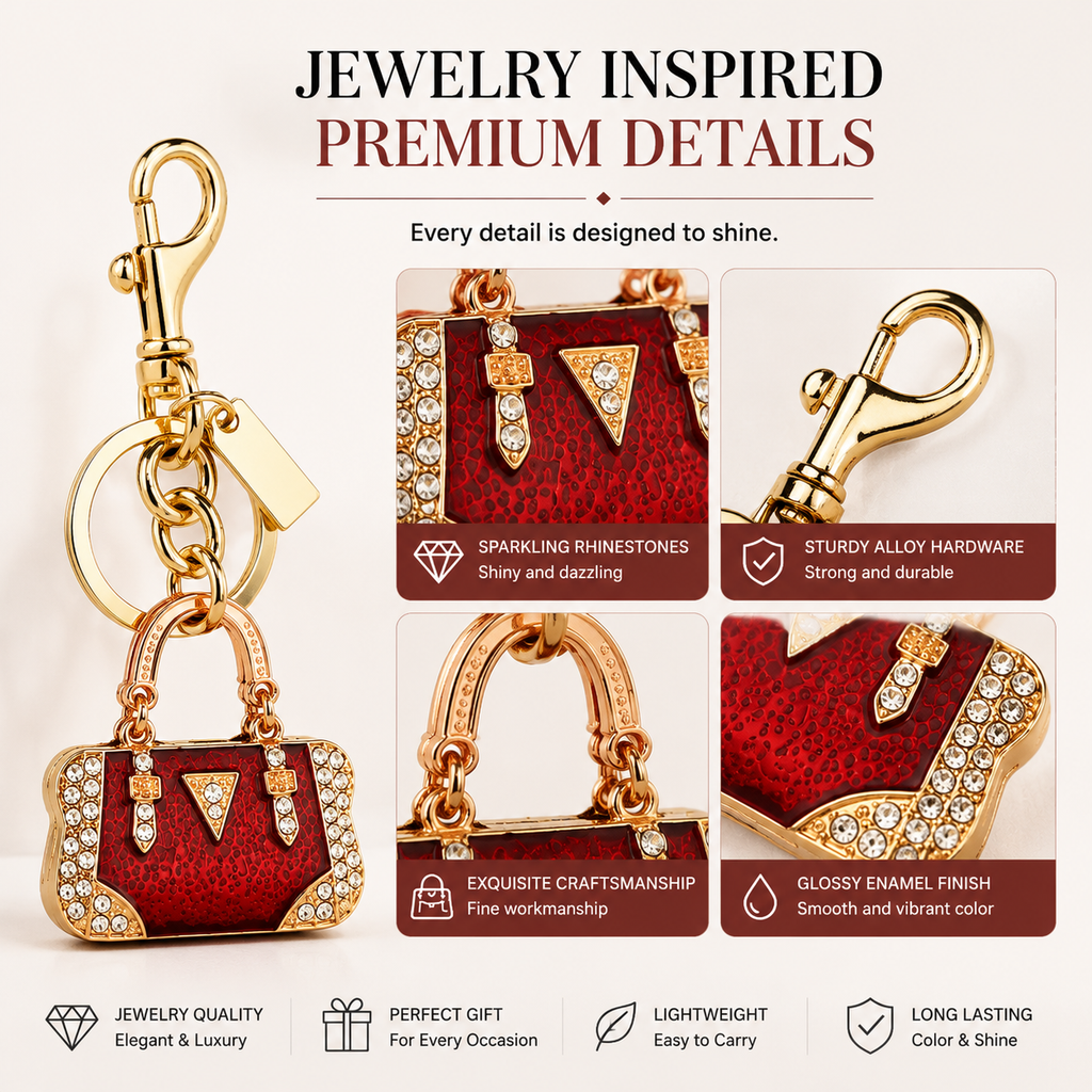Luxury Mini Handbag Keychain, Rhinestone Purse Charm, Cute Bag Pendant Accessories for Women, Fashion Gift