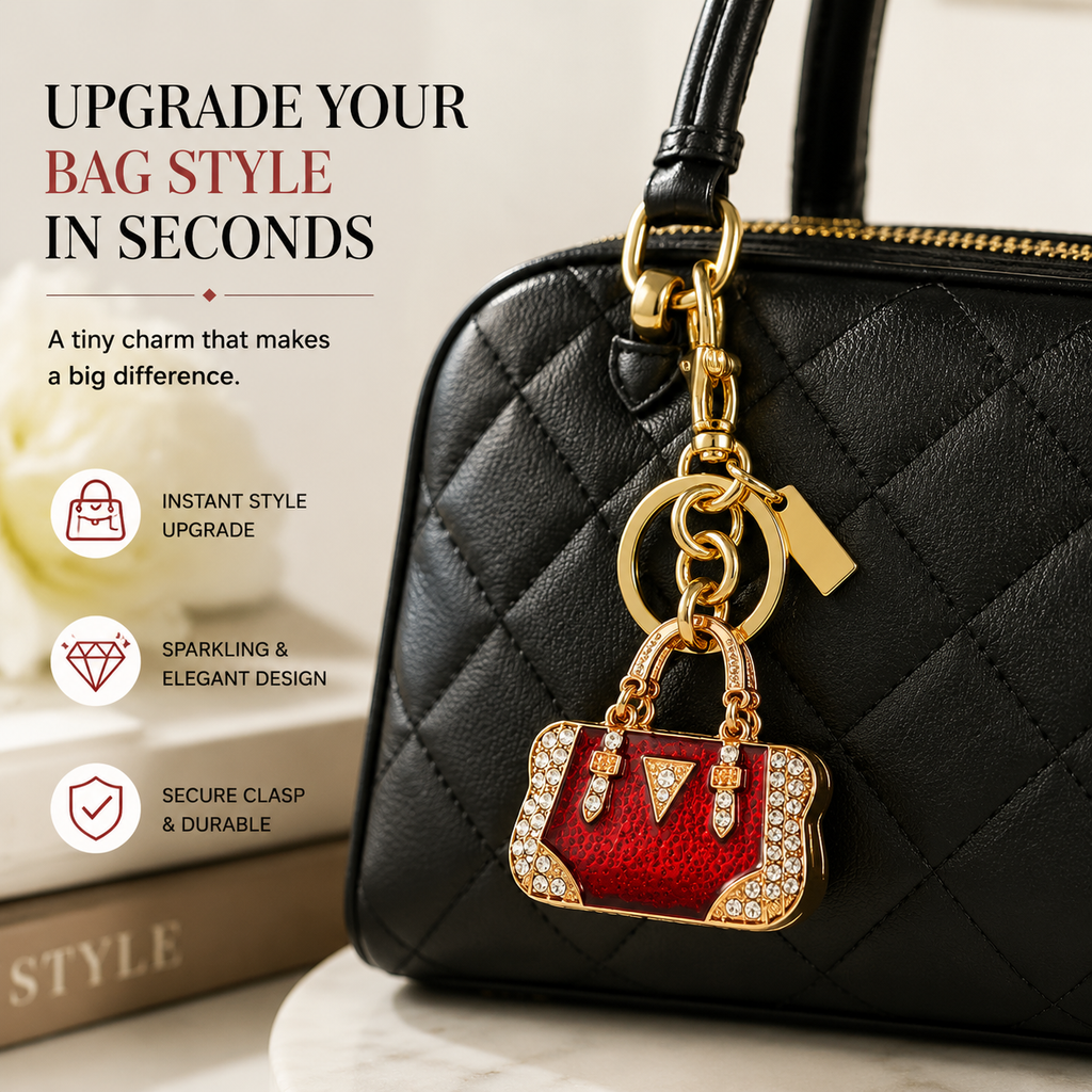 Luxury Mini Handbag Keychain, Rhinestone Purse Charm, Cute Bag Pendant Accessories for Women, Fashion Gift