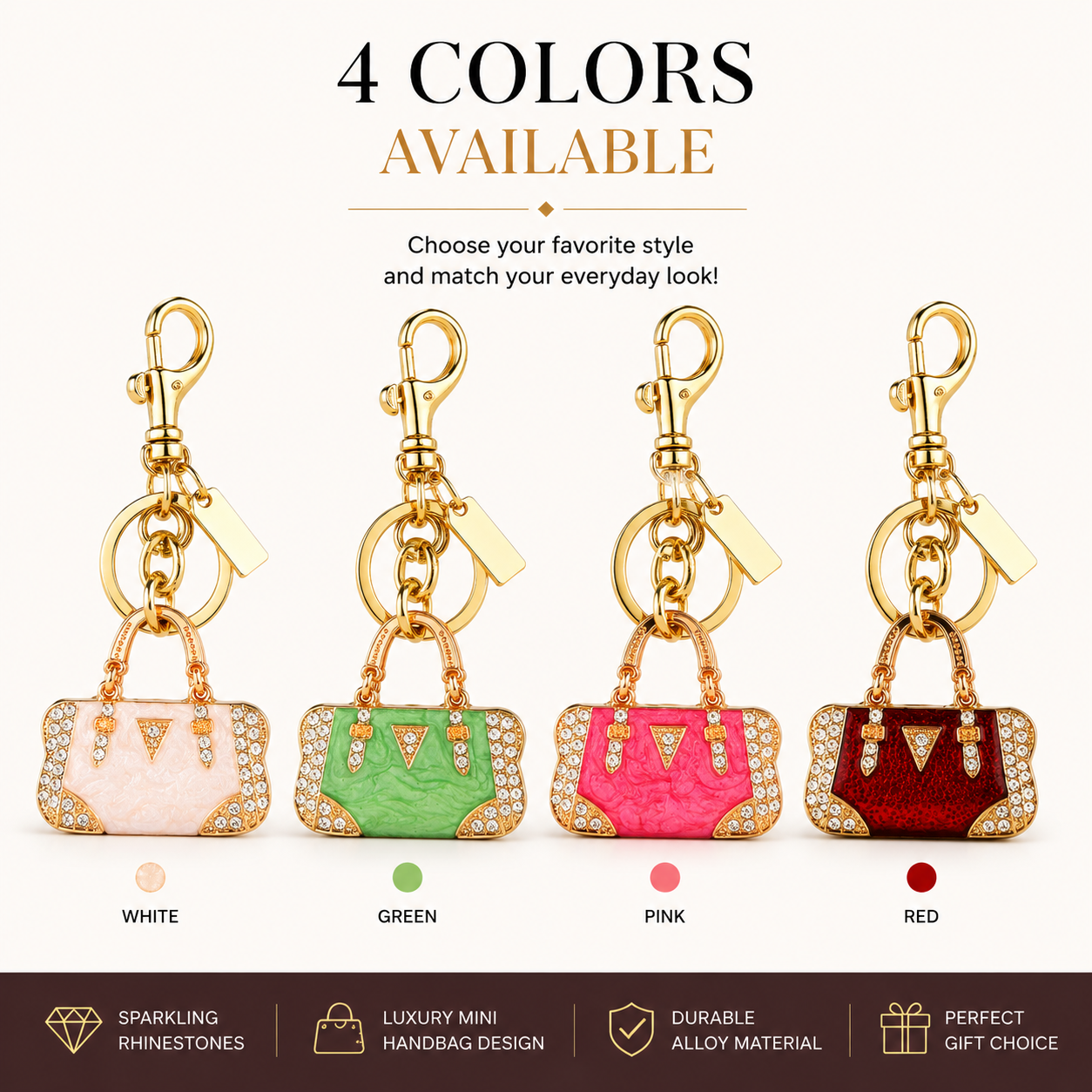 Luxury Mini Handbag Keychain, Rhinestone Purse Charm, Cute Bag Pendant Accessories for Women, Fashion Gift