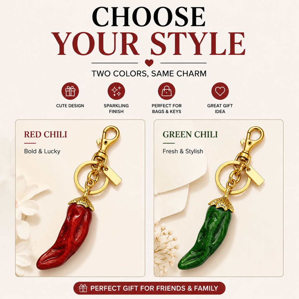 Cute Chili Pepper Bag Charm Keychain, Glitter Red Pepper Pendant, Trendy Handbag Decoration for Women & Girls