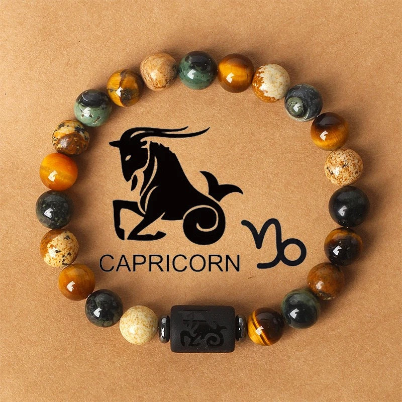 KONGRIA Zodiac Natural Stone Bracelet – 12 Zodiac Energy Beaded Bracelet