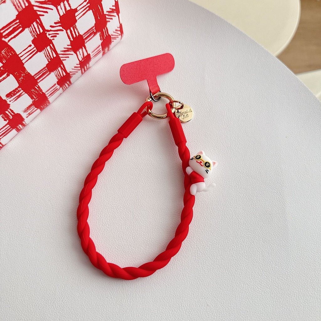 KONGRIA Cute Silicone Braided Phone Wrist Strap – Universal Phone Charm Lanyard