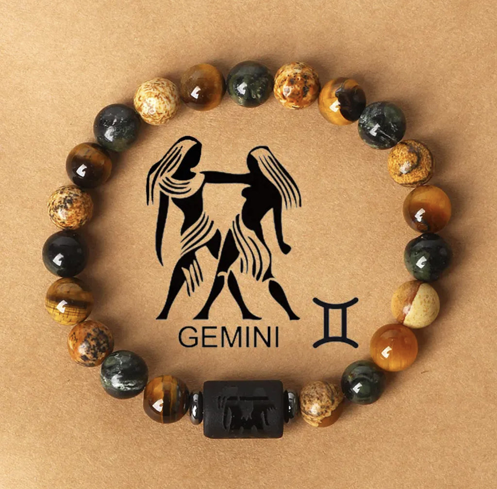 KONGRIA Zodiac Natural Stone Bracelet – 12 Zodiac Energy Beaded Bracelet
