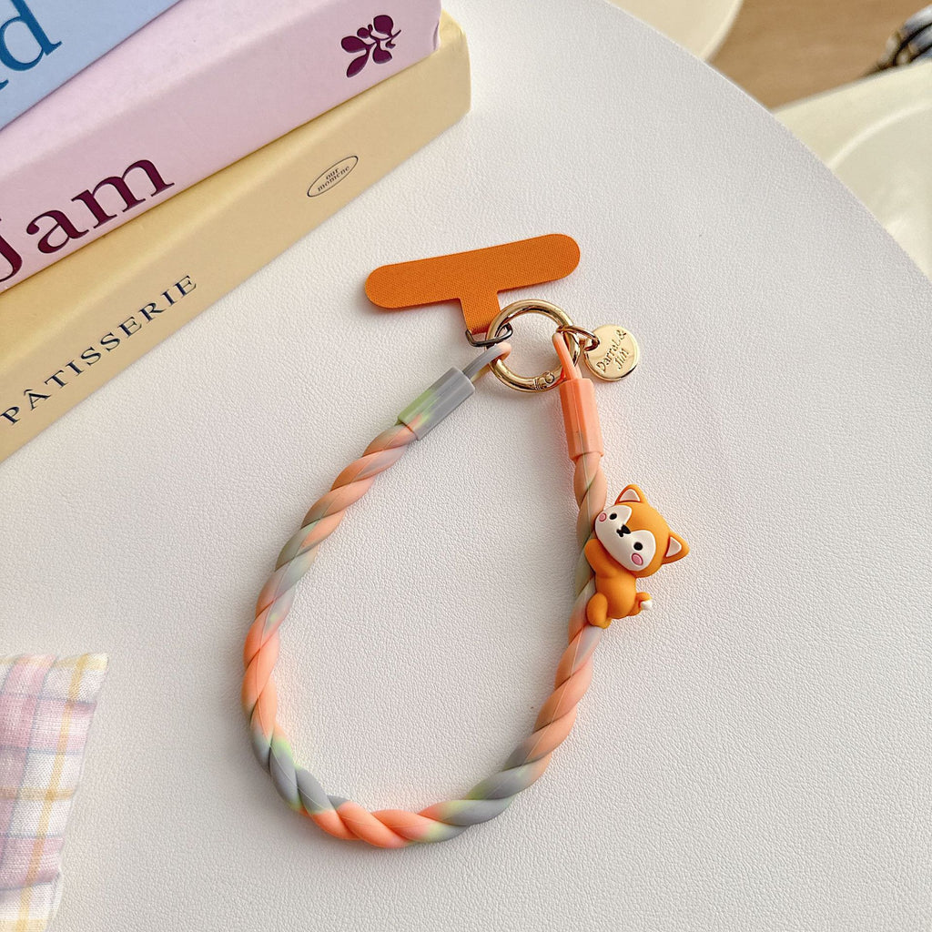 KONGRIA Cute Silicone Braided Phone Wrist Strap – Universal Phone Charm Lanyard