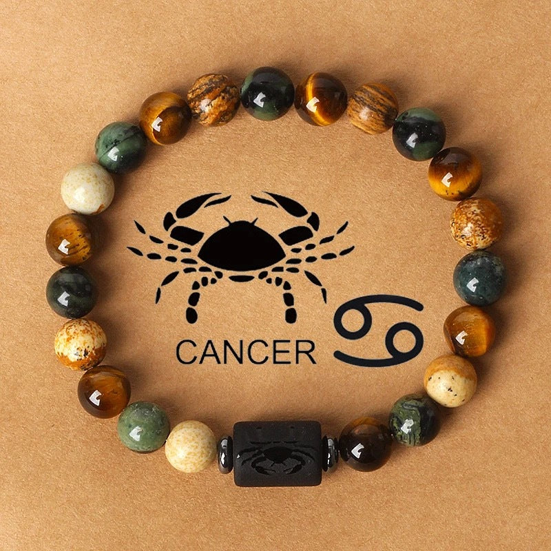 KONGRIA Zodiac Natural Stone Bracelet – 12 Zodiac Energy Beaded Bracelet
