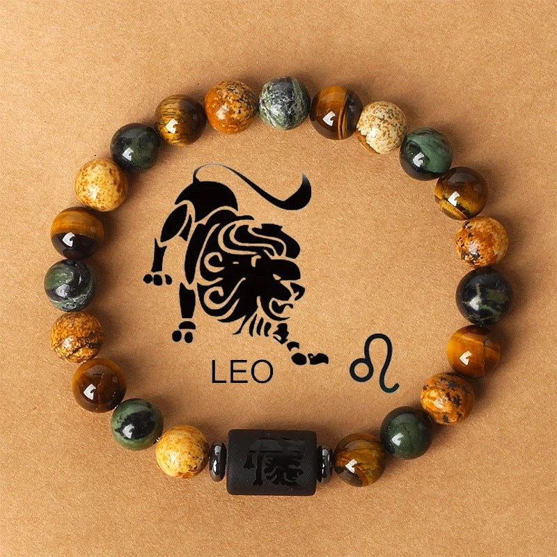 KONGRIA Zodiac Natural Stone Bracelet – 12 Zodiac Energy Beaded Bracelet