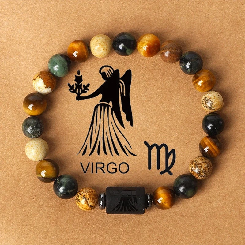 KONGRIA Zodiac Natural Stone Bracelet – 12 Zodiac Energy Beaded Bracelet