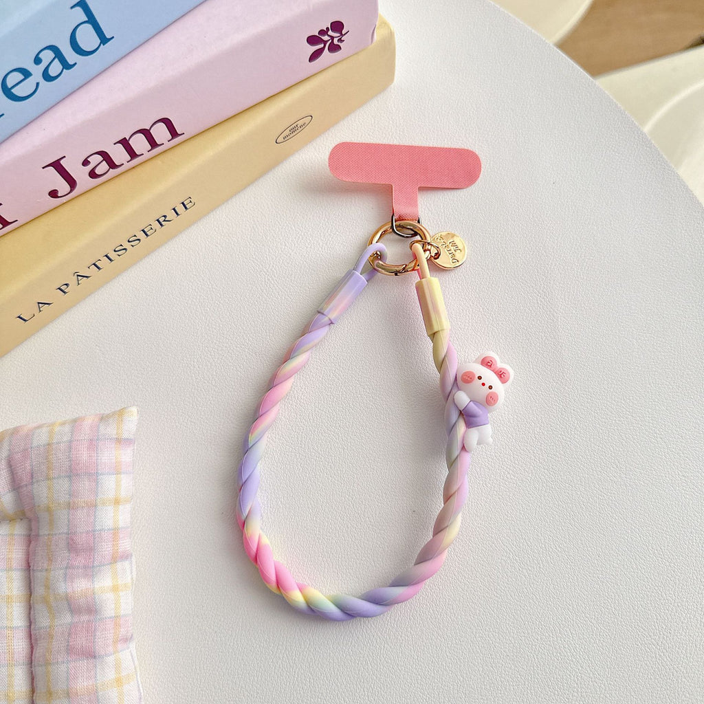 KONGRIA Cute Silicone Braided Phone Wrist Strap – Universal Phone Charm Lanyard