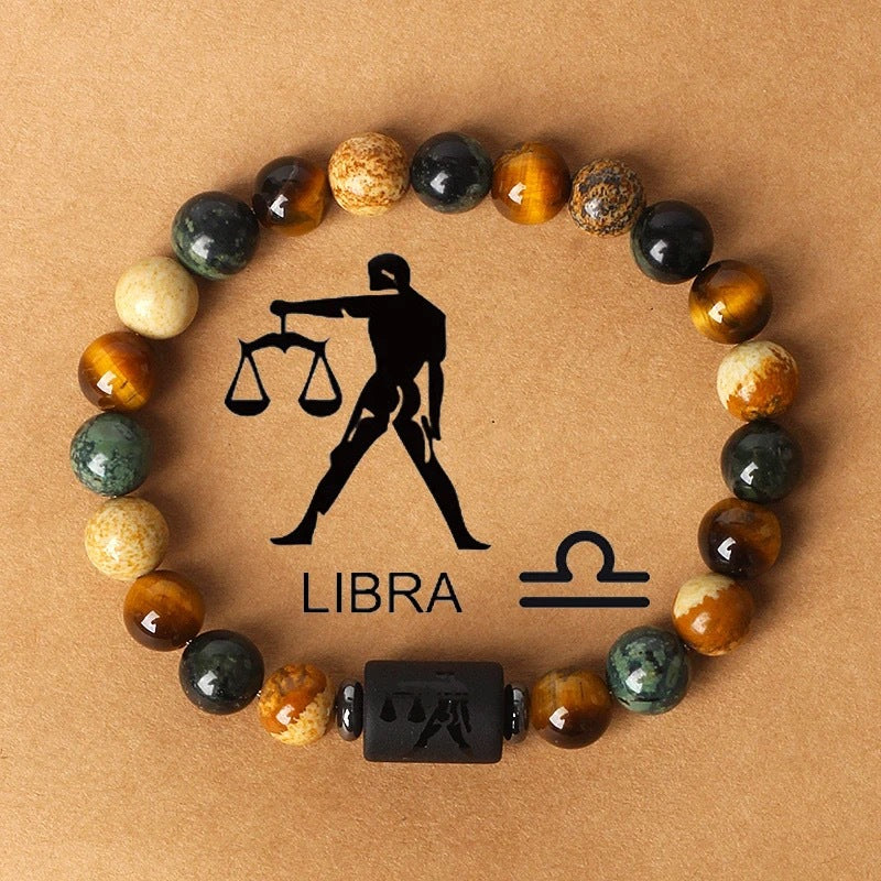 KONGRIA Zodiac Natural Stone Bracelet – 12 Zodiac Energy Beaded Bracelet