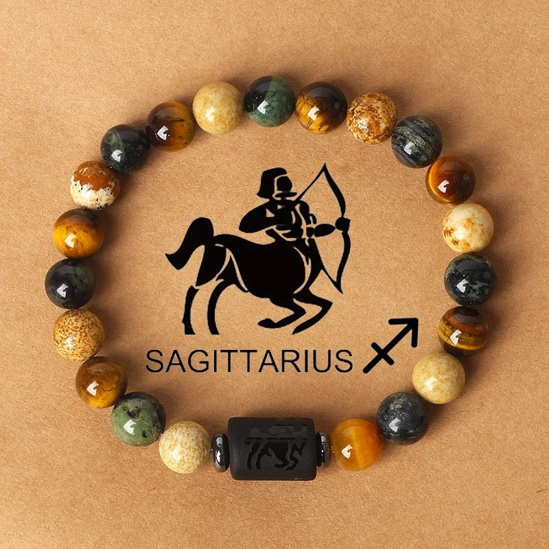 KONGRIA Zodiac Natural Stone Bracelet – 12 Zodiac Energy Beaded Bracelet
